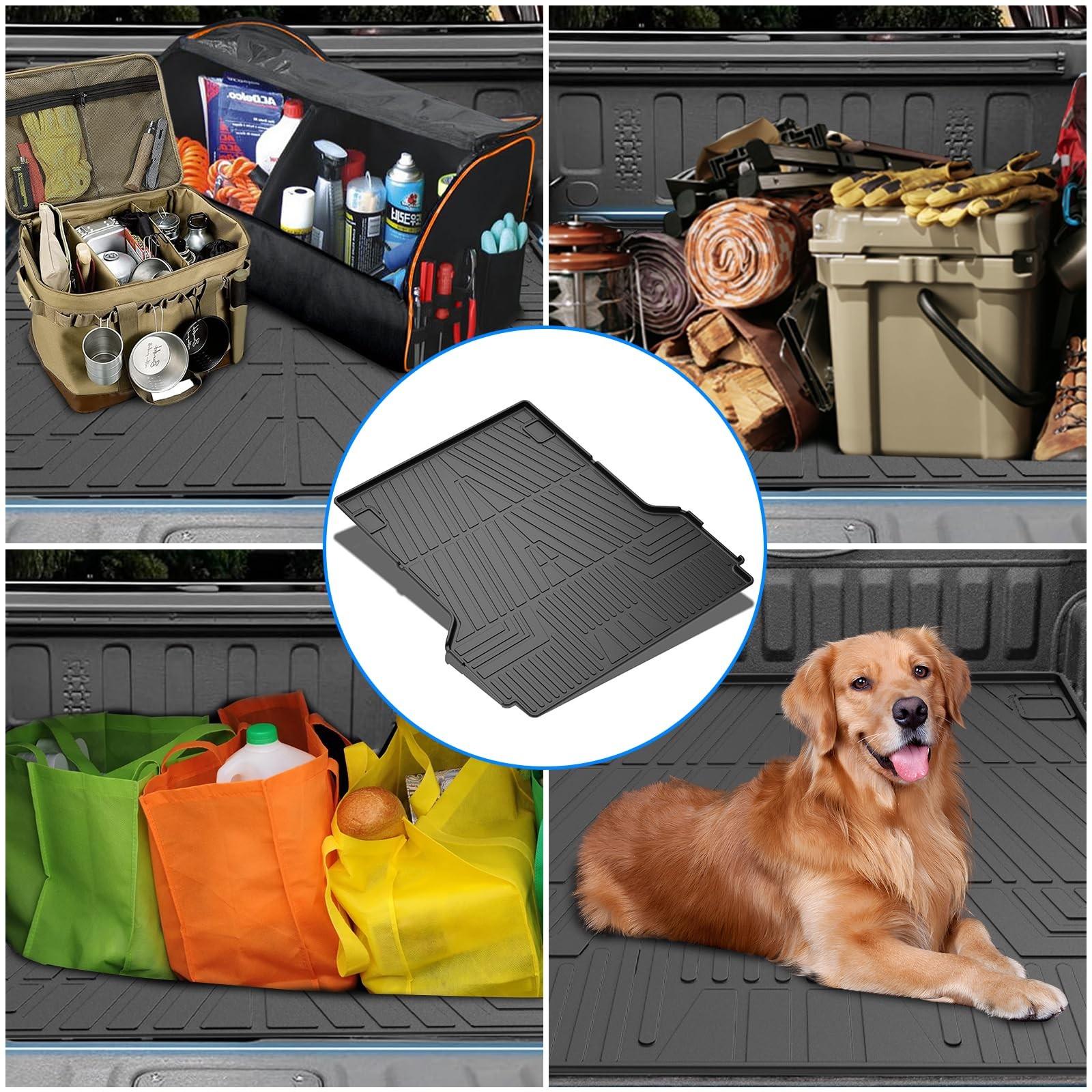 All Weather TPE Non-Slip Truck Bed Mat for Maverick 2022-2024 Accessories,Black