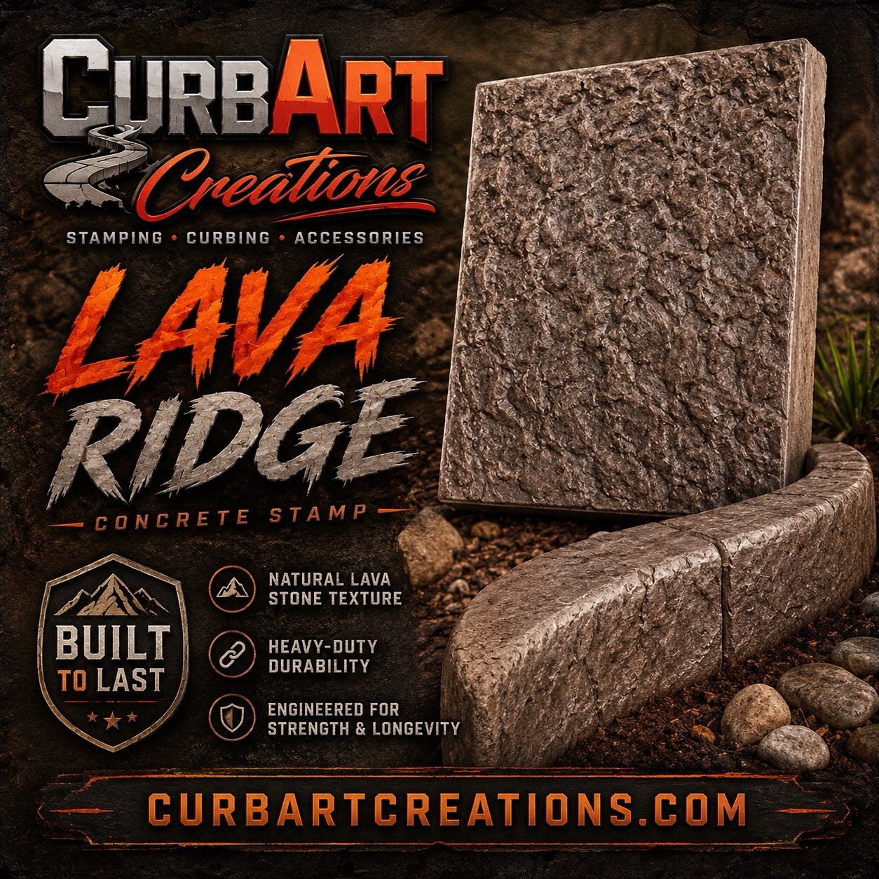 Lava Ridge Landscape Curbing Texture Stamp Curbart Creations Rubber Stamp 2026