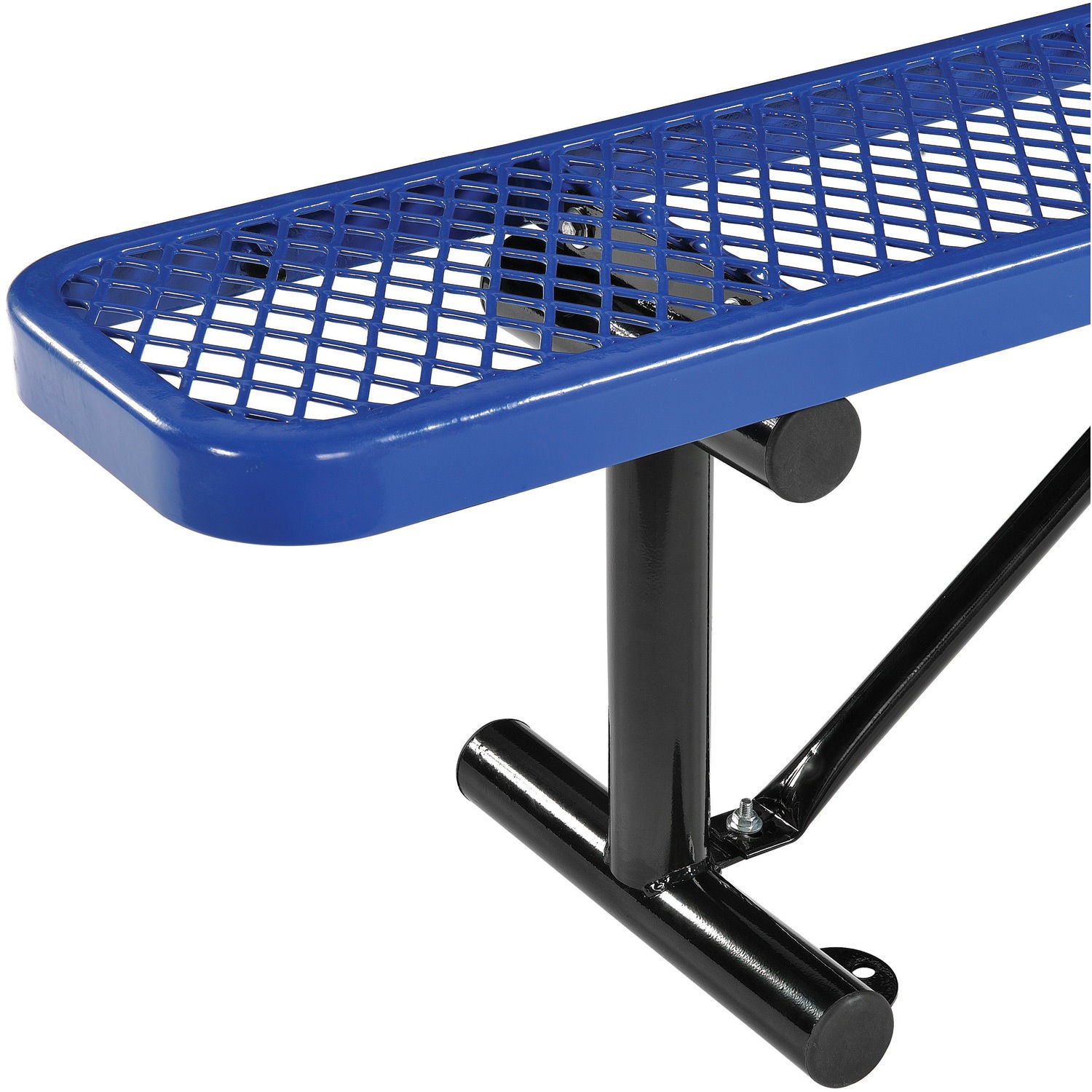 Global Industrial 6’L Flat Outdoor Bench Expanded Metal Blue