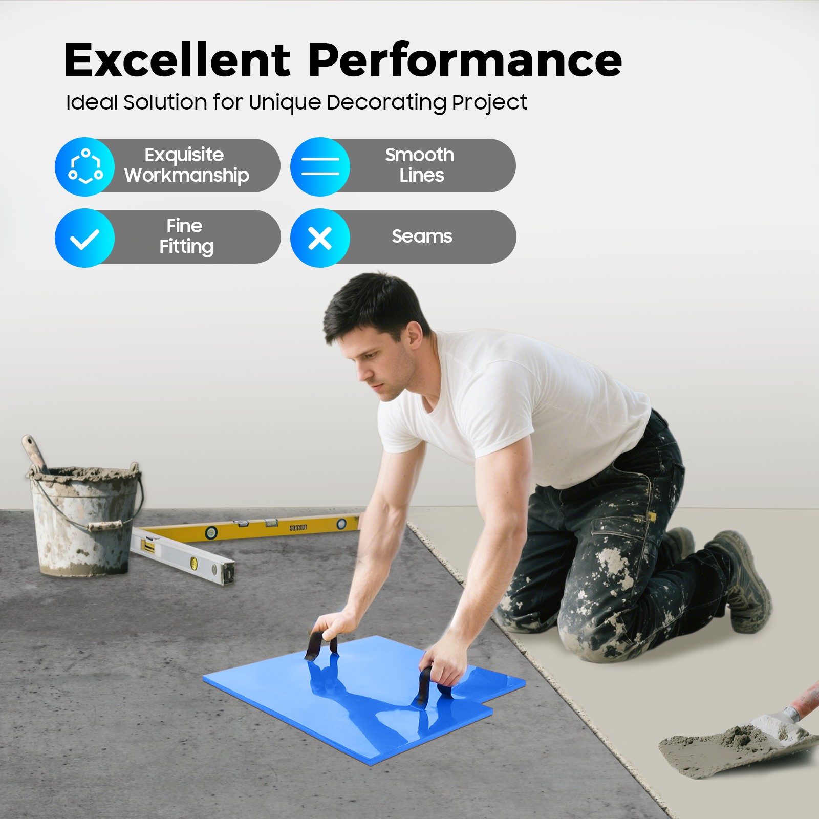 4Pcs Concrete Texturing Stamping Floor Cement Stamps Mold Mats Sets 24*24 InchUS