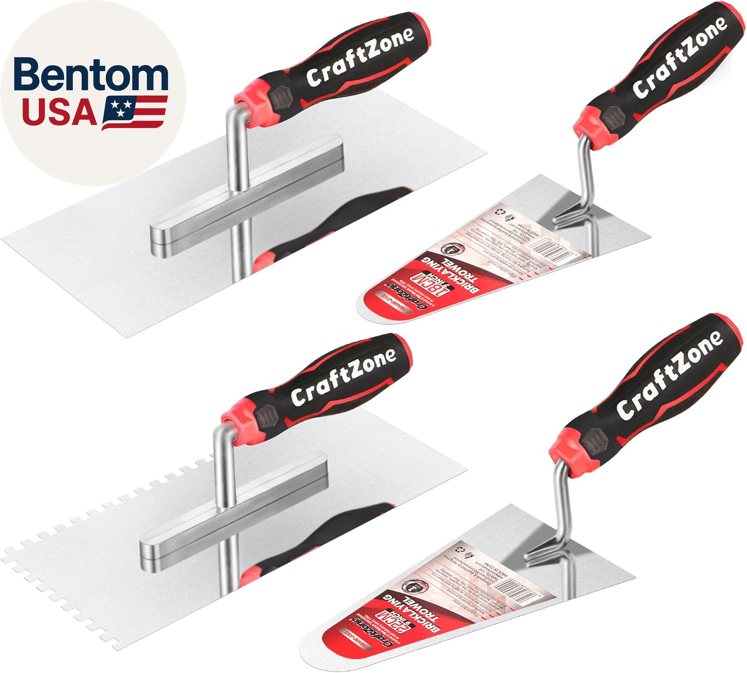 4 Pieces Concrete & Trowel Masonry Set – High Carbon Steel Plastering | Bricklay