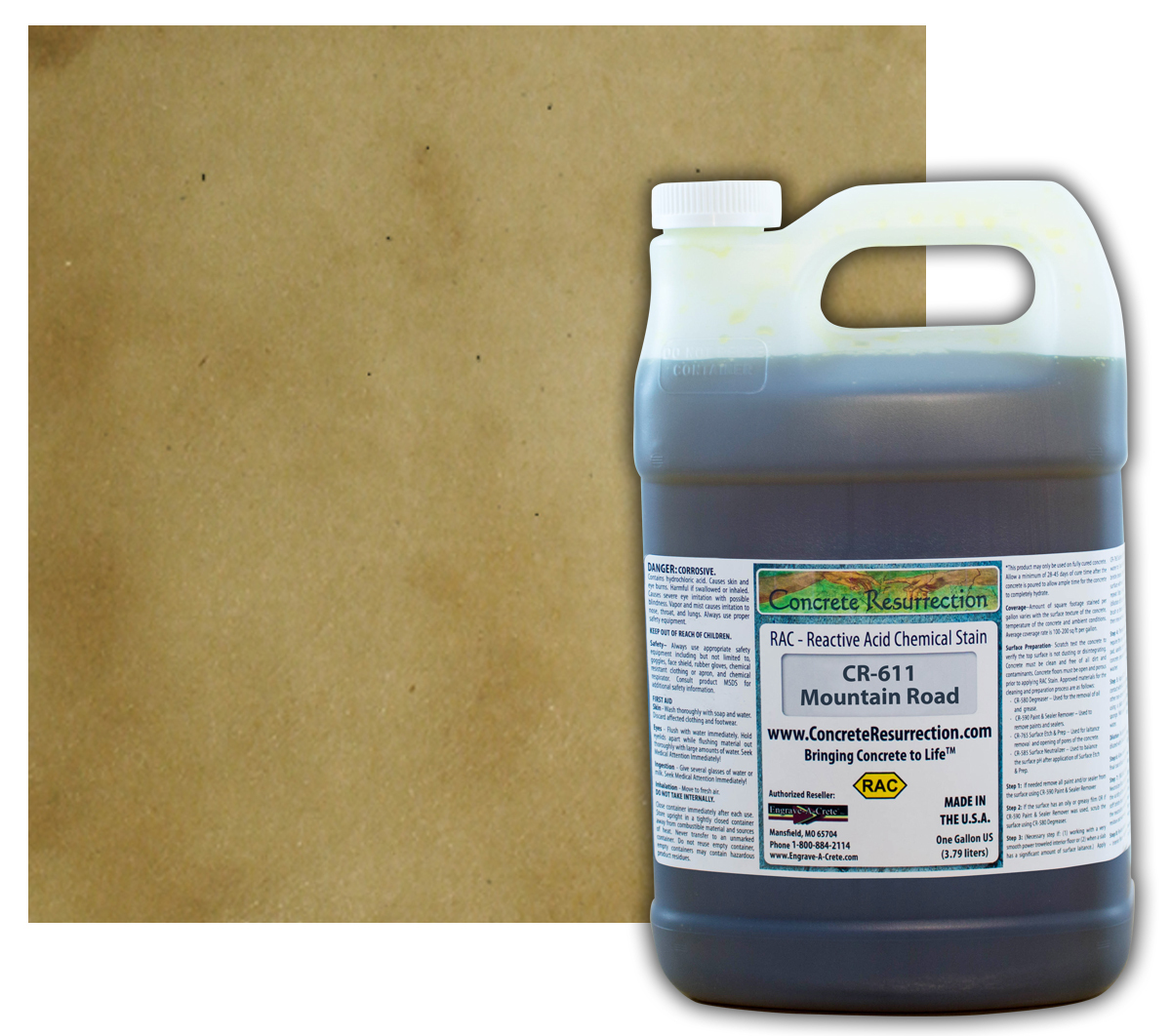 Professional Easy to Apply Concrete Acid Stain-Mountain Road – 1 Gallon