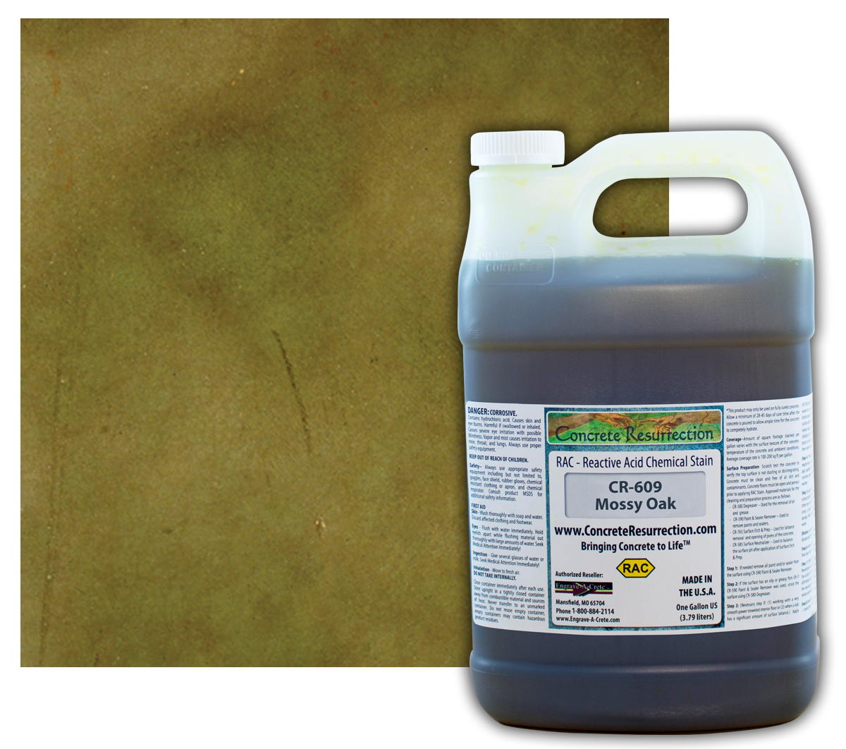 Professional Easy to Apply Concrete Acid Stain-Mossy Oak – 1 Gallon