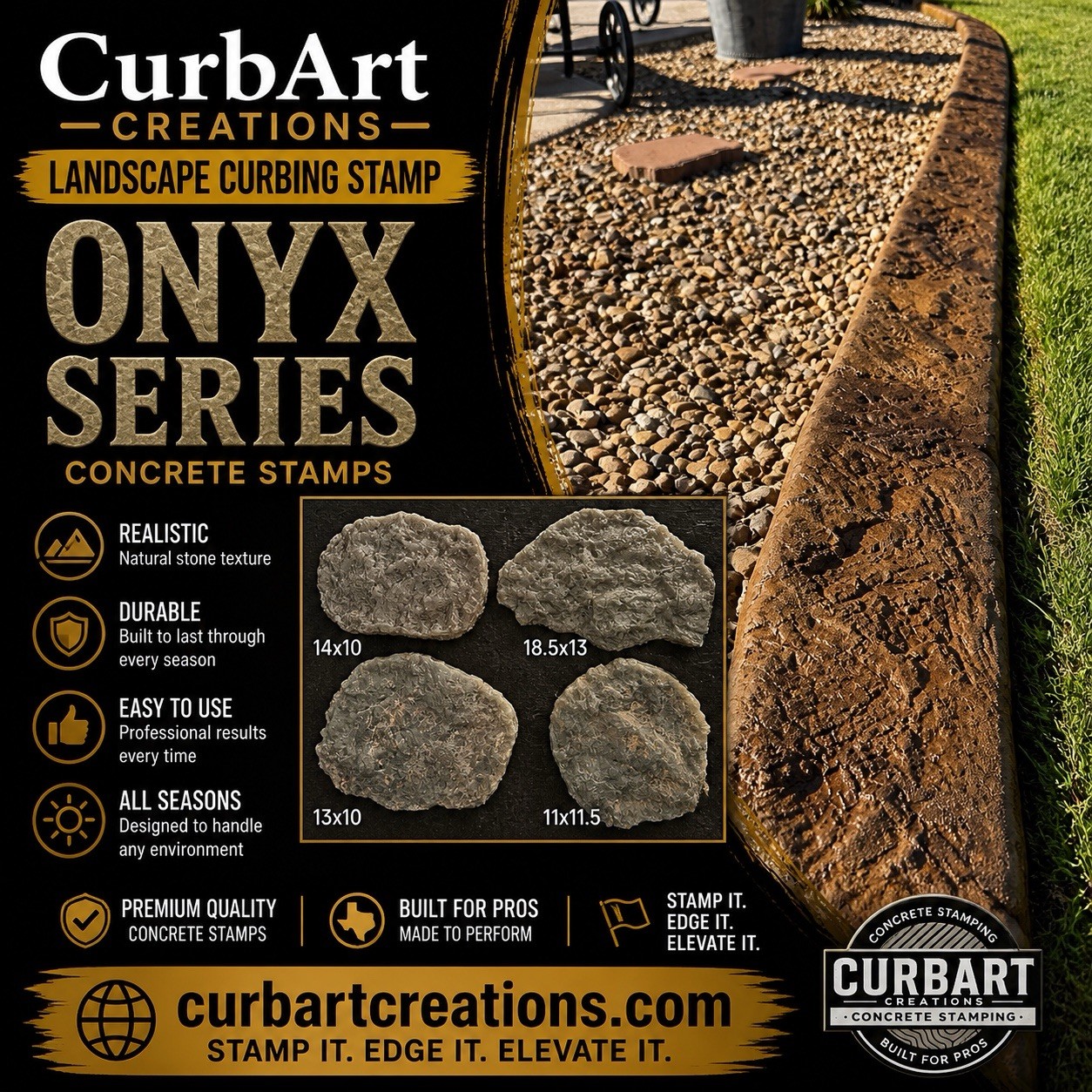 Landscape Curbing Onyx Series 4pc Set CurbArt creations/vertical Concrete Skin 4