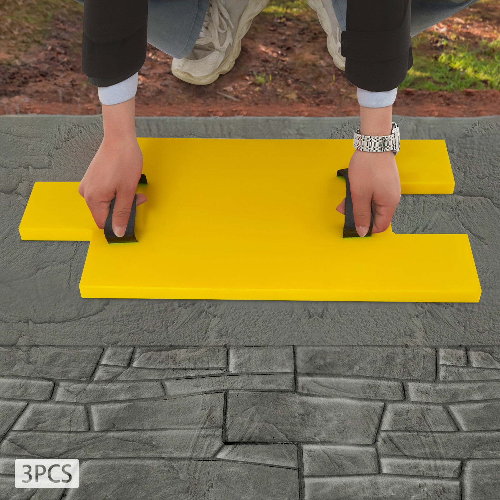 3 Pcs Concrete Stamping Molds For Wall& Floor Concrete Stamping Texture Mats