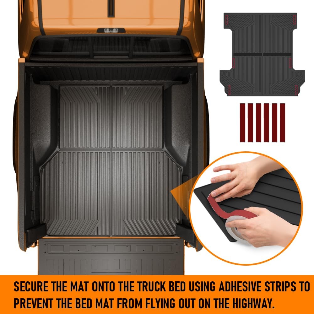 TPE Black Trunk Bed Mat Liner for 07-18 Silverado/Sierra 5.8ft Bed