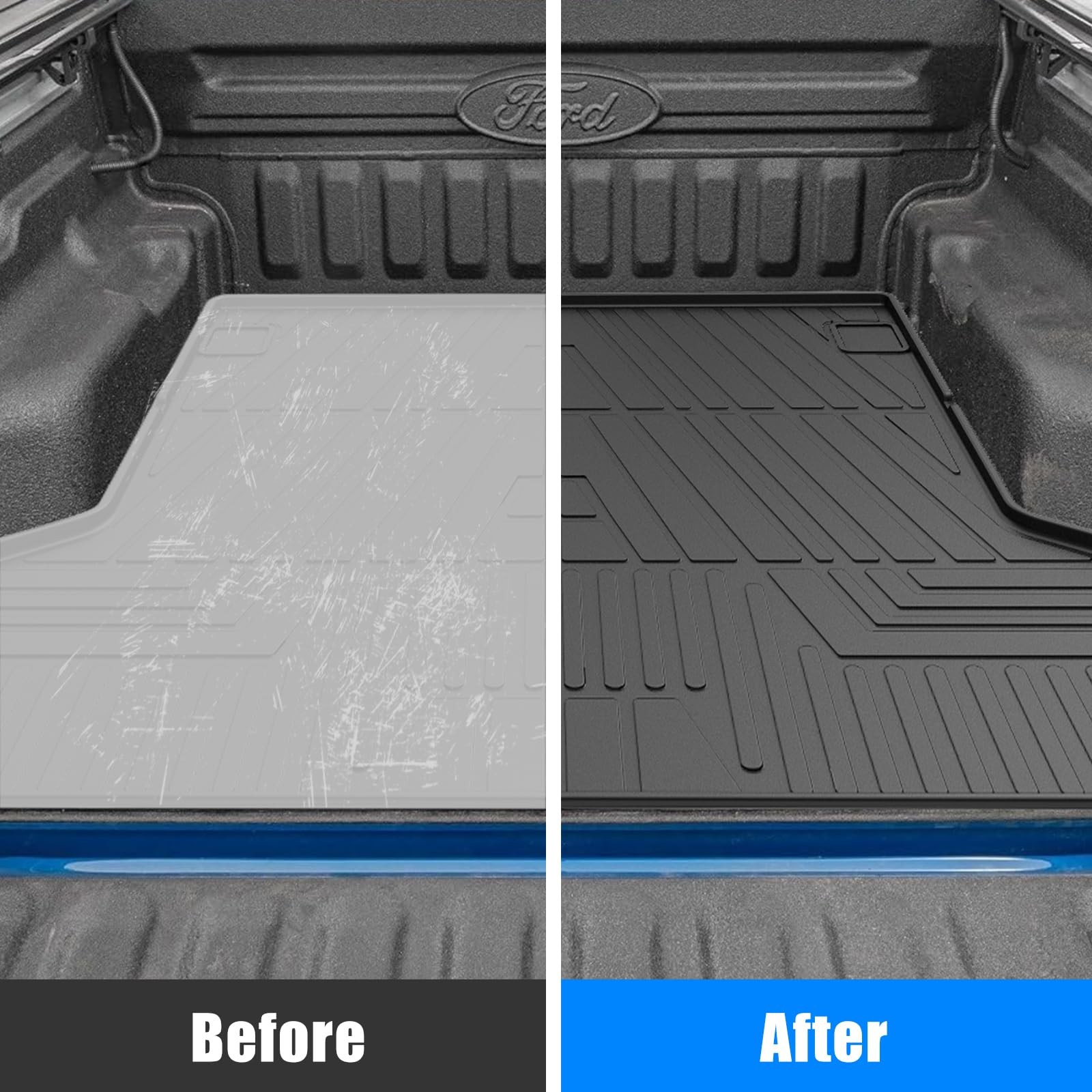 All Weather TPE Non-Slip Truck Bed Mat for Maverick 2022-2024 Accessories,Black