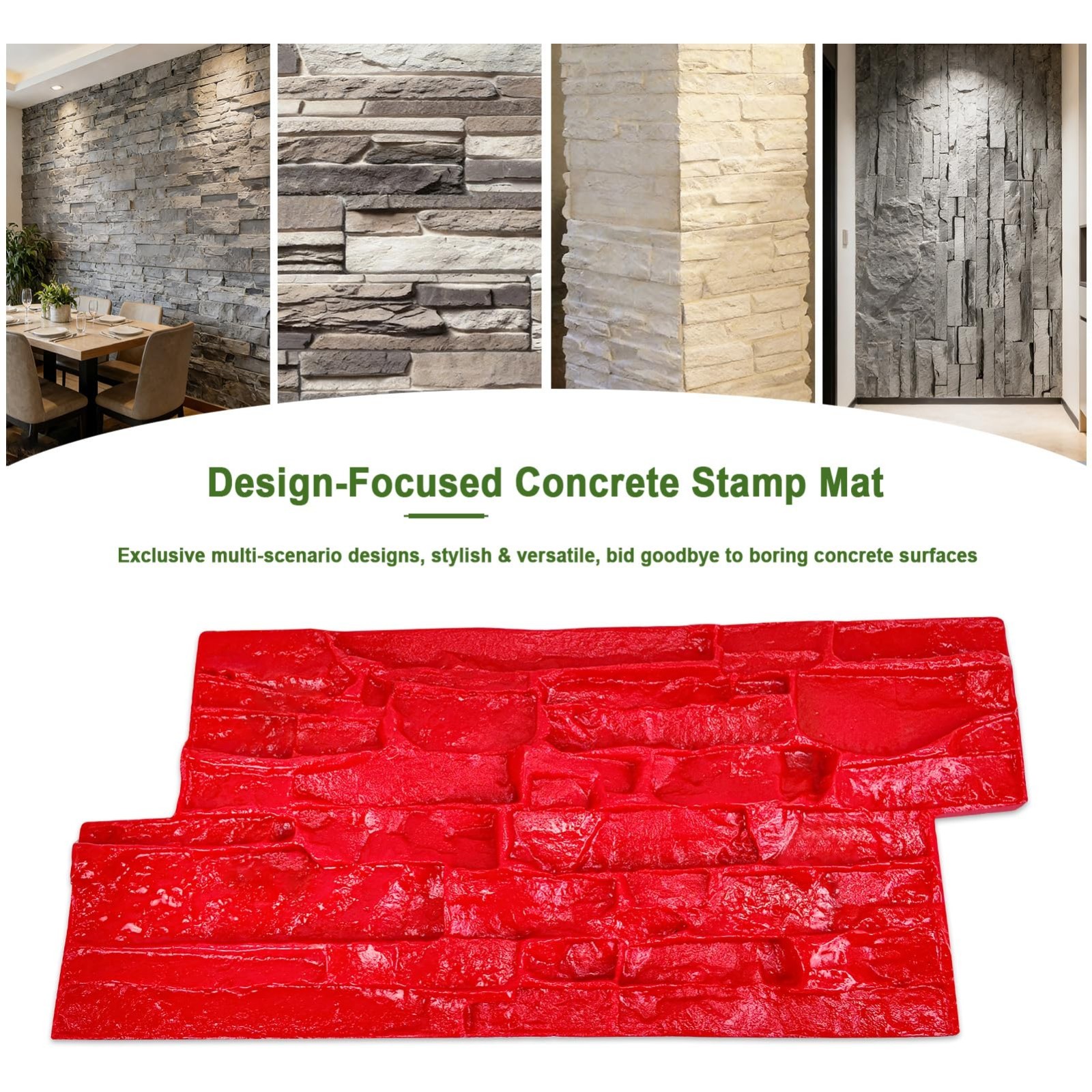 Decorative Concrete Stamp Mats Set – Seamless Granite & Slate Texture Molds for